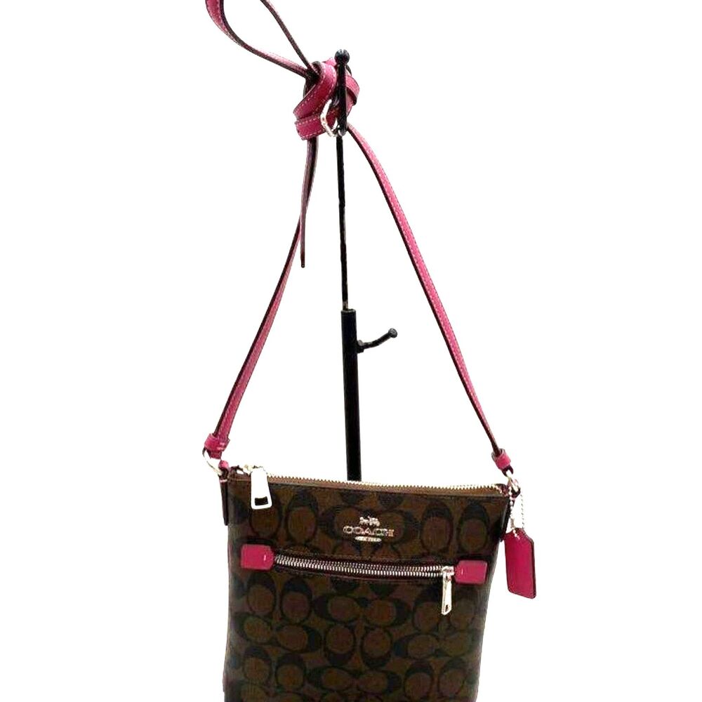 Coach Rowan File Bag Brown Signature Coated Canvas Crossbody Handbag Purse